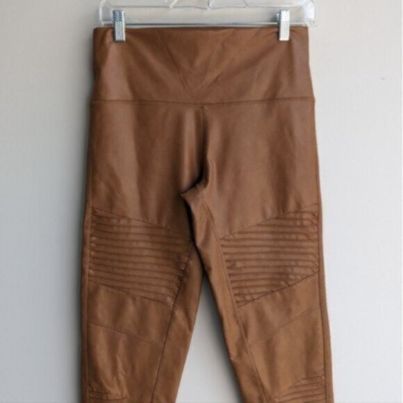NWT 7 For All Mankind camel faux leather leggings - Picture 1 of 7